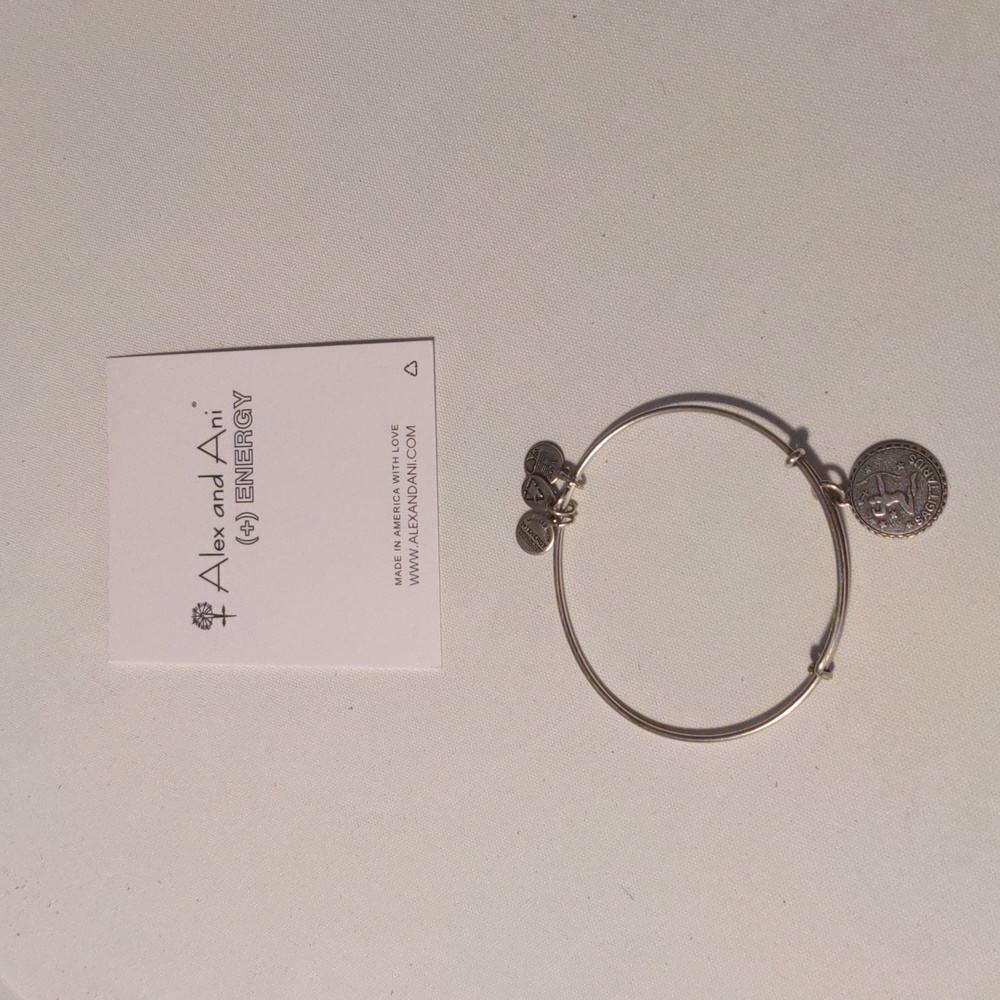 Alex and Ani Antique Silver Tone Sagittarius Charm Bangle Bracelet